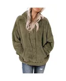 Women's Pullover Teddy Hoodie Warm Teddy Fleece Hoodie Oversize Sweatshirt Long Sleeve Loose Winter Jumper Tops with Pocket M Green