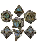 DND Dice Set Metal RPG Dice Set D&D Polyhedral Metal Dice Tabletop Game MTG D20 Dice Accessories Black Leather Storage Pouc - Rolling Blue