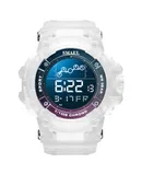 SMAEL 8082 electronic watch student sports large dial waterproof multi-function single display electronic watch-white and pink