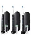 3x Philips Sonicare ProtectiveClean 5300 Rechargeable Electric Toothbrush, Black HX6423/34