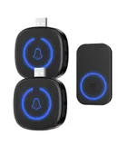 Usb-powered classic black home call wireless doorbell remote multi-ring smart switching LED flashing light