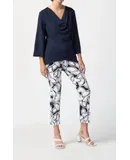 Joseph Ribkoff Cowl Neck Flared Top In Midnight Blue