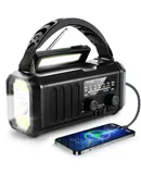 10000mAh Crank Radio, Emergency Radio, Solar Radio, NOAA/AM/FM Weather Radio, USB Type-C Charging, Dynamo Radio, Polymer Battery, Torch & LED Reading Light, SOS Alarm, Compass for Camping,Black