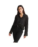 Belle & Bloom Women's Yoko Shirred Chiffon Blouse  in Black