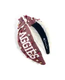 Brianna Cannon Gig'em Aggies Cross Stitch Headband In Maroon/white