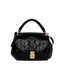 Miu Miu Vitello Shine Patch Black Leather Satchel Bag