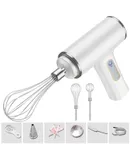 Wireless electric egg beater household automatic cream whipper cake baking egg beater mini handheld mixer-White egg beater with 3 positions (double stick model)