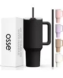 40oz Tumbler with Handle and Straw Lid | Double Wall Vacuum Reusable Stainless Steel Insulated Water Bottle Travel Mug Cup | Modern Insulated Tumblers Cupholder Friendly