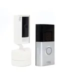 Ring Battery Doorbell Pro Smart Wi-Fi Video Doorbell - Battery-powered with 1536p HD+ Video (Satin Nickel) + Ring Pan-Tilt Indoor Security Cam with 360° Horizontal Pan Coverage, Live View & Two-Way Talk and HD Video - White