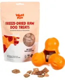 Dog Chew Toy and Puppy Training Treats Bundle, Zogoflex Tux Treat Dispensing Dog Chew Toy, Tangerine, Large and Beef Heart Freeze-Dried Raw Dog Treats, Made in USA