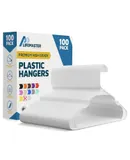 Plastic Clothes Hanger Set - 100 Pieces Versatile, Lightweight, Space-Saving, Non-Slip, Slim Designed, Dry and Wet Clothes Hanger Set - White