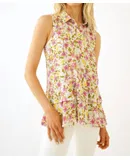 Mystree Floral Print Sleeveless Blouse In Multi