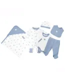 Newborn Baby Boy Girl Clothes Unisex Infant Romper Pants Set Hat Outfits 0-12 Months - Soft Cotton Footed Pajamas for Newborns & Infants - Royal Blue Sailing Ship