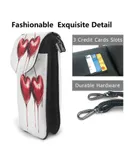 Juicy Heart-Shaped Cherry Fruit Pu Leather Crossbody Phone Bag Card Slots Flip Phone Purse With Adjustable Strap 7.6x4.9inch