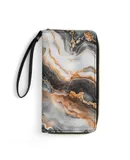 Marble Texture Wallet for Womens PU Leather Zip Around Wallers Clutch Wristlet Travel Long Purse