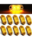 10 luces LED de remolque de 2.5 pulgadas, 2 diodos impermeables, luces LED de señal ovaladas, para camión, barco, RV ámbar