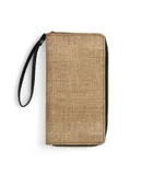 Textile Burlap Horizontal Background with Natural Texture Wallet for Womens PU Leather Zip Around Wallers Clutch Wristlet Travel Long Purse