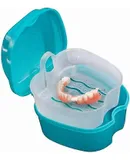 Denture bath solution box (light blue, excluding dentures), orthodontic retainer box, plastic denture bath solution box, denture cleaning set containe