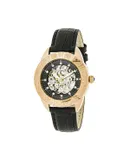 Empress Godiva Automatic MOP Leather-Band Watch - Rose Gold/Black