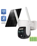 4MP/2K Dual Lens Solar Camera Wifi Outdoor 10X Optical Zoom Wireless Security Surveillance CCTV Camera Night Vision Waterproof