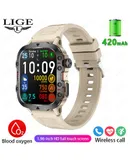 LIGE Square Men's Multifunctional Waterproof Photo Call Health Monitoring Smart Watch-LIGE Square Men's Multifunctional Waterproof Photo Call Health Monitoring Smart Watch-Tape cream