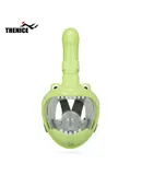 THENICE Full Face Snorkel Mask Kids,Snorkeling Gear for Kids-XS Green
