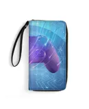 Honeycomb Gamer Video Game Wallet for Womens PU Leather Zip Around Wallers Clutch Wristlet Travel Long Purse