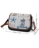 Blue Sand Beach Sea Shells Vintage Crossbody Bag for Women Medium Leather Hobo Bags Shoulder Bag Classic City Leather Satchels