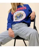Daydreamer Ramones Gold Seal Reverse Raglan Sweatshirt In Blue Quartz