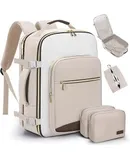 LOVEVOOK Carry on Travel Backpack, 40L Waterproof Large 17inch Laptop Luggage , with 3 Packing Cubes, Beige
