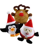 Holiday Plush Squeak Ball Dog Toy for The Holiday Season | Durable Ball Covered in Soft & Cute Plush | Internal Squeaker Keeps Pups Attention | Pack of 3 | 4.5