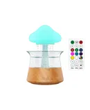 Cloud Humidifier Rain Water Drip Diffuser Humidifier with Remote Waterfall Lamp Mushroom Humidifier Rain Sounds White Noise Humidifier Air Humidifiers for Bedroom Desk,Wood