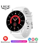 LIGE multifunctional receive calls heart rate sports smart watch waterproof photo fashion wristwatch-Tape White Shell