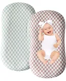 Cotton Baby Lounger Covers, 2 Pack, Soft Removable Slipcovers for Newborn Infant Lounger, for Girls Boys, Coffee Checkered (Coffee & Green Checkered)