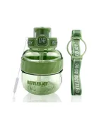 Bottled Joy  Water Bottle, 20oz Water Bottle Flip-top Lid and Handle Strap,  Water Bottle with Straw, Leakproof BPA Free Sports Water Bottle for Outdoor Indoor Sports Toys Gift (Green)