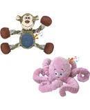 2Pack Dog Toys for Large Dog Plush Squeaky Medium & Small Dog Toys Stuffed Animals Puppy Toys Funny Cute Dog Toy for Dog Birthday Presents (Monkey+Octopus Pink)