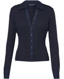 Veronica Beard Women's Scottie Mixed Media Top, Navy