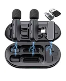 2 Pack Professional Wireless Lavalier Microphone for Android, iPhone iPad with Adapter Included Noise Reduction Plug-Play Clip on Lapel Mic for YouTube, Recording, Vlog, Facebook Live Streaming