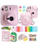 FUJIFILM INSTAX MINI 12 Instant Film Camera (Blossom Pink) + Complete Accessory Kit for Fujifilm Instax Mini 8/9/11/12 – Camera Case, Photo Album, Frames, Stickers & Lens Filters (Pink) + Fujifilm 2x10 Film Mini Instax Film Pack