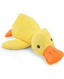 Outfany Calm Duck, The Mellow Dog Calming Duck Dog Toy, No Stuffing Cute Durable Fabric Duck with Soft Squeaker, Yellow Duck Dog Toy for Indoor Play (Yellow)