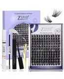 Z'LRAQI BEAUTY Individual False Eyelashes Set Lash Clusters Kit Fake Eyelashes Natural-Looking Eyelash with Lash Bond and Seal and Lash Tweezers Eyelash Extension Kit