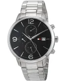 Reloj Tommy Hilfiger Hombre | Coleccion Liam | Modelo 1710356 | Caja Redonda | Ø 42mm Acero inoxidable | Cierre Desplegable | Movimiento Cuarzo | Dial Negro | Cristal Mineral | Correa Acero inoxidable Plateado | 50m / 5 ATM | Línea Lujo