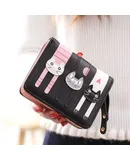 Foreign trade AliExpress wallet women's short wallet cute three cats versatile wallet factory store wholesale black
