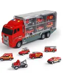 Toddler Toys for 3 4 5 6 Years Old Boys, Die-cast Construction Toys Car Carrier Vehicle Toy Set w/Play Mat, Kids Toys Truck Alloy Metal Car Toys Set for Age 3-9 Toddlers Kids Boys & Girls