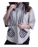 Angel Houndstooth Poncho Sweater In Stone/black