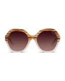 Velvet Eyewear Womens Round Sunglass Style Candice in Brown - 100% UV Protection - Designed for Women - Designed in the USA