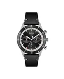 Reloj Hugo Boss Hombre | Coleccion Santiago | Modelo 1513864 | Caja Redonda | Ø 44mm Acero inoxidable | Cierre Hebilla | Movimiento Cuarzo | Dial Negro | Cristal Mineral | Correa Cuero Negro | 50m / 5 ATM | Línea Casual