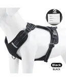 Dog Leash Large Dog Pet Chest Harness Night Reflective Multi-Faceted Adjustable Velcro Double Strand Oxford Fabric Available in a variety of colors-Nameplate chest back black L size