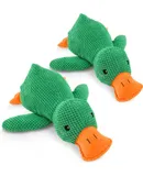 Outfany Calm Duck, The Mellow Dog Calming Duck Dog Toy, No Stuffing Cute Durable Fabric Duck with Soft Squeaker, Yellow Duck Dog Toy for Indoor Play (Green*2)
