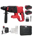 Brushless Rotary Hammer Rotary Hammer Drill 3 Modes Selector Variable Speed 360° Adjustable Handle 5.0Ah Li-ion Battery and Charger Included